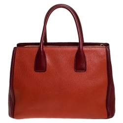 Miu Miu Bicolor Leather Madras Tote