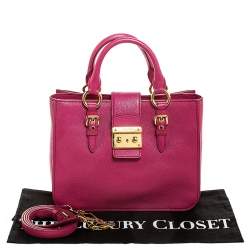 Pre Owned Miu Miu Fuschia Leather Medium Madras Tote