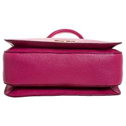 Pre Owned Miu Miu Fuschia Leather Medium Madras Tote
