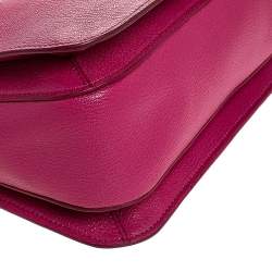 Pre Owned Miu Miu Fuschia Leather Medium Madras Tote