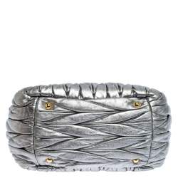 Pre Owned Miu Miu Silver Matelasse Leather Small Satchel