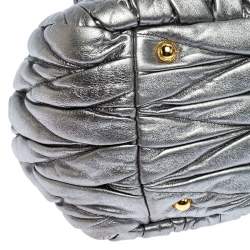 Pre Owned Miu Miu Silver Matelasse Leather Small Satchel