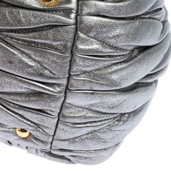 Pre Owned Miu Miu Silver Matelasse Leather Small Satchel