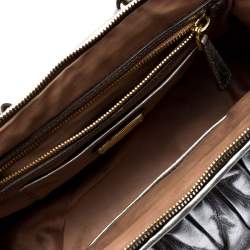 Pre Owned Miu Miu Silver Matelasse Leather Small Satchel