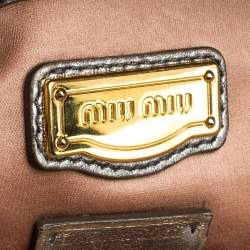 Pre Owned Miu Miu Silver Matelasse Leather Small Satchel