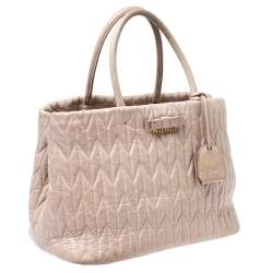 Miu Miu Beige Metalasse Leather Covertible Tote