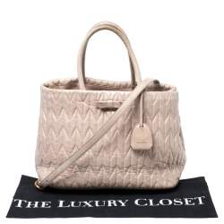 Miu Miu Beige Metalasse Leather Covertible Tote