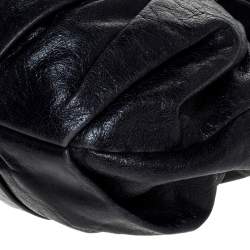 Pre Owned Miu Miu Navy Blue Leather Gathered Hobo