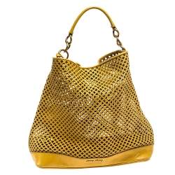 Miu Miu Mustard Cut Out Leather Hobo
