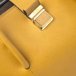 Miu Miu Mustard Madras Leather Push Lock Tote