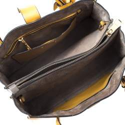 Miu Miu Mustard Madras Leather Push Lock Tote