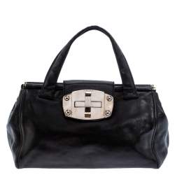 مملوكة مسبقًا Miu Miu Black Leather Turnlock Tote