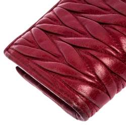Miu Miu Dark Red Matelassé Leather Continental Zip Wallet