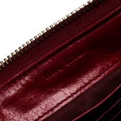 Miu Miu Dark Red Matelassé Leather Continental Zip Wallet