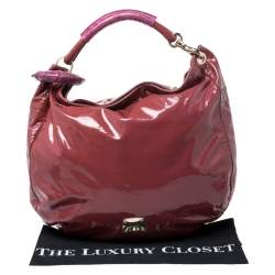Pre Owned Jimmy Choo Light Burgundy/Purple Patent Leather and Python Trim Handle Sky Hobo