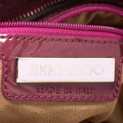 Pre Owned Jimmy Choo Light Burgundy/Purple Patent Leather and Python Trim Handle Sky Hobo