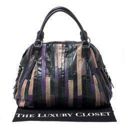 Pre Owned Miu Miu Multicolor Patchwork Leather Satchel