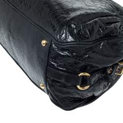 Miu Miu Black Leather Lily Distressed Satchel