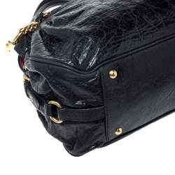 Miu Miu Black Leather Lily Distressed Satchel