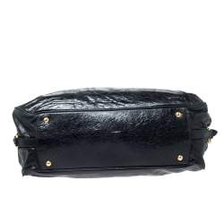 Miu Miu Black Leather Lily Distressed Satchel