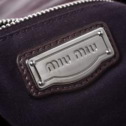 Pre Owned Miu Miu Metallic Purple Matelasse Lux Leather Coffer Hobo