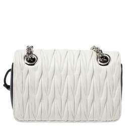 Pre Owned Miu Miu Black/White Matelasse Leather Small Club Shoulder Bag
