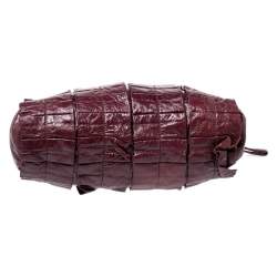 Pre Owned Miu Miu Burgundy Glossy  Ruffled Leather Shoulder Bag