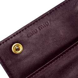 Pre Owned Miu Miu Purple Croc Embossed Patent Leather Flap Continental Wallet