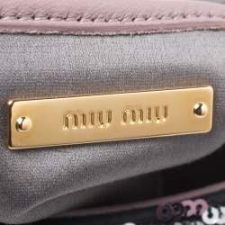 Miu Miu Pink/Silver Sequins and Lizard Round Metal Flap Top Handle Bag