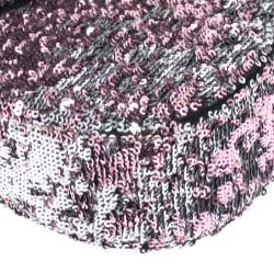 Miu Miu Pink/Silver Sequins and Lizard Round Metal Flap Top Handle Bag