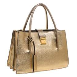 Pre Owned محفظة بحقيبة ميو ميو مادراس متوسطة جلد ميتاليك ذهبية