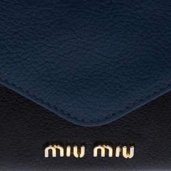 Pre Owned Miu Miu Black/Blue Leather Envelope Flap Wallet
