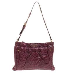 Pre Owned Miu Miu Burgundy Python Small Shoulder Bag