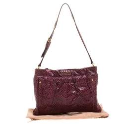Pre Owned Miu Miu Burgundy Python Small Shoulder Bag