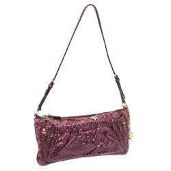 Miu Miu Burgundy Python Strap Clutch 