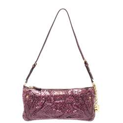Miu Miu Burgundy Python Strap Clutch 