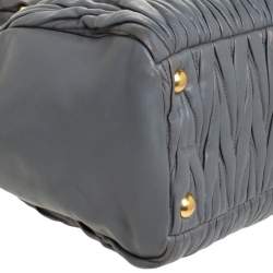 Pre Owned Miu Miu Grey Matelassé Leather Bow Satchel