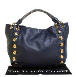 Miu Miu Blue Leather Studded Hobo