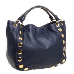 Miu Miu Blue Leather Studded Hobo