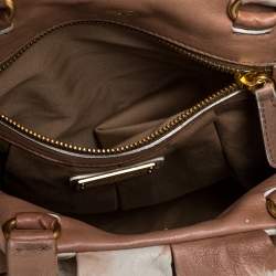 Pre Owned حقيبة يد ميو ميو تاي داي جلد بيج / كريمي