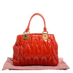Miu Miu Coral Textured Patent Leather Tote 