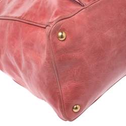 Pre Owned Miu Miu Coral Cracked Leather Satchel