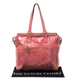 Pre Owned Miu Miu Coral Cracked Leather Satchel