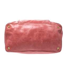 Pre Owned Miu Miu Coral Cracked Leather Satchel