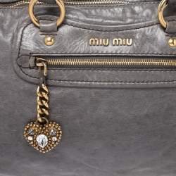 Miu Miu Grey Leather Charm Satchel