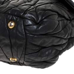  مملوكة مسبقًا Miu Miu Black Matelasse Leather Bauletto Top Handle Bag