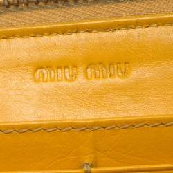 Miu Miu Yellow Croc Embossed Leather Zip Around Wallet