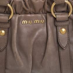مملوكة مسبقًا Miu Miu Khaki Matelasse Leather Satchel