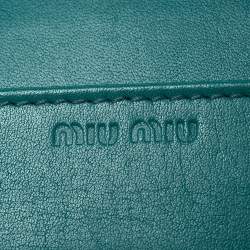 Miu Miu Turquoise Croc Embossed Patent Leather Flap Continental Wallet