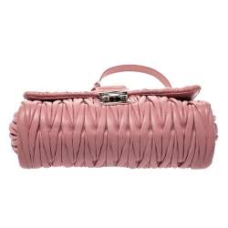 Pre Owned Miu Miu Pink Matelasse Leather Crossbody Bag